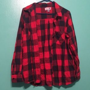 RED PLAID BUTTON UP SHIRT OLD NAVY